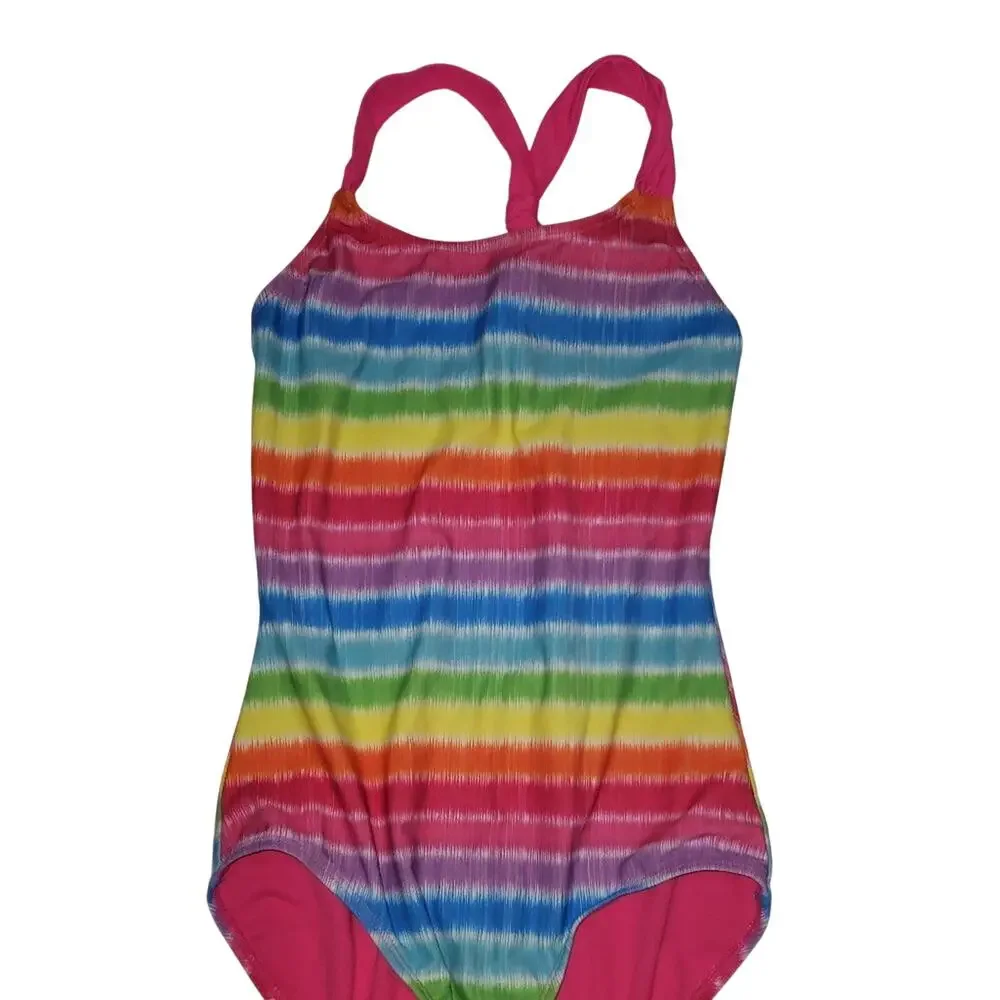 Girls Rainbow Tie Dye  Rainbox Swimsuit 10/12